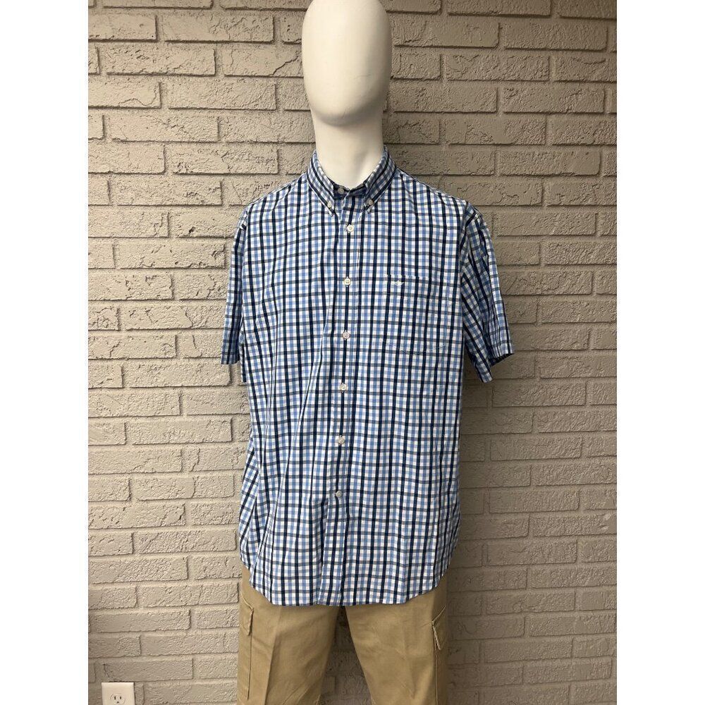 Dockers Men Wrinkle Free Blue Short Sleeve Shirt Size XL